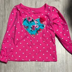 4/$30 Place Pink Polka Dot Kids Shirt with Heart Design